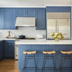 Navy Blue Beadboard Cabinet Door